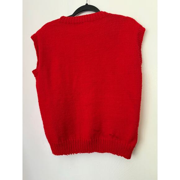 Vintage Red White Bear Christmas Kitschy Sweater Vest Large XL Quirky Holiday - Picture 2 of 3